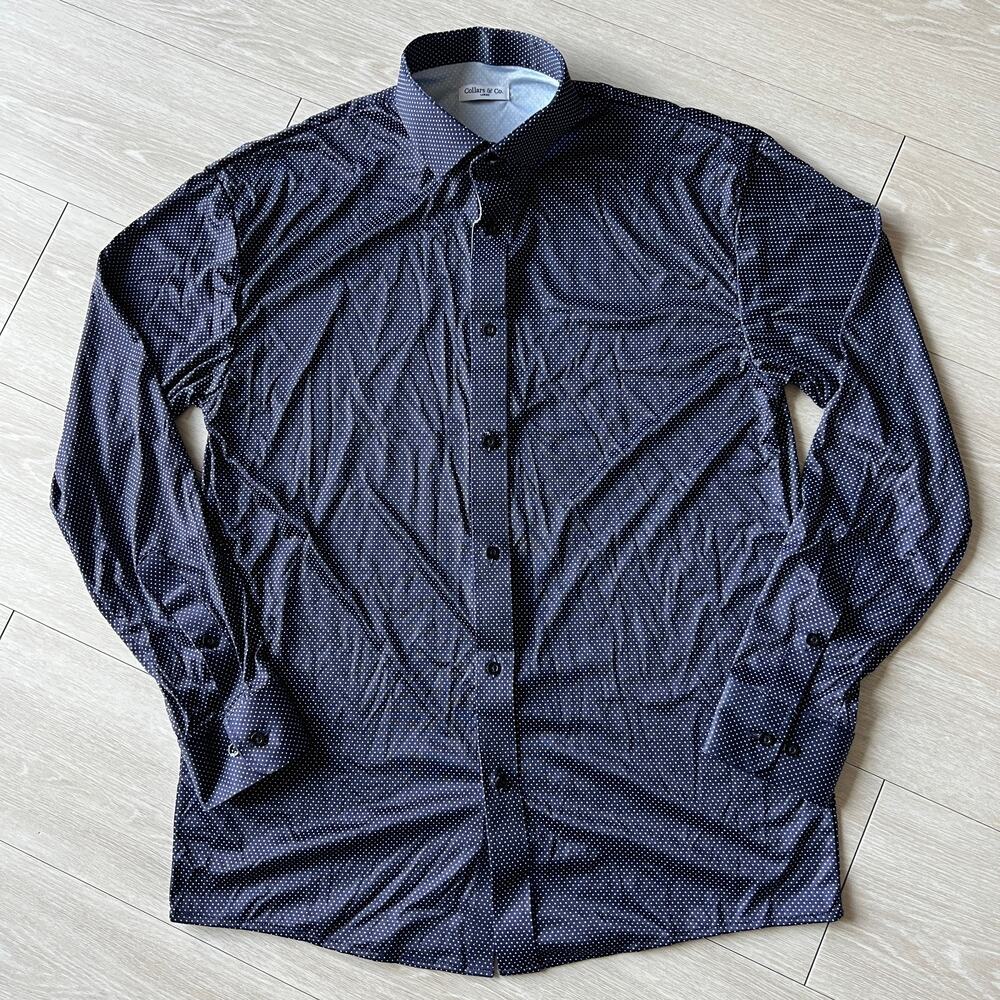 Men's Navy Microdot Button-Down Shirt - Classic Casual